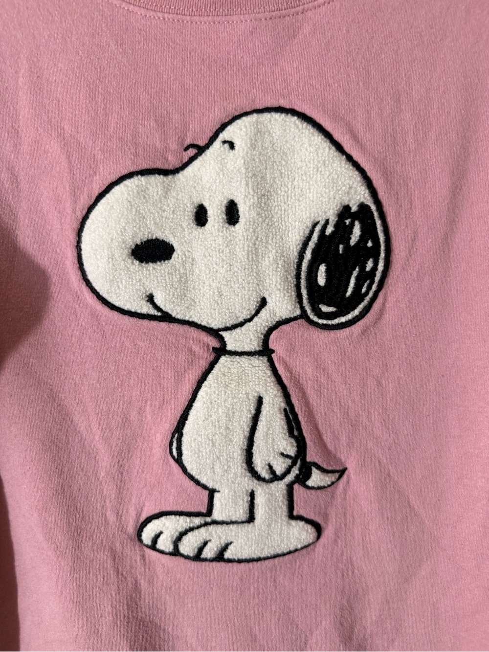 Peanuts Snoopy Pink Crewneck Pullover Sweatshirt with Chenille Patch X-Large - Picture 16 of 16